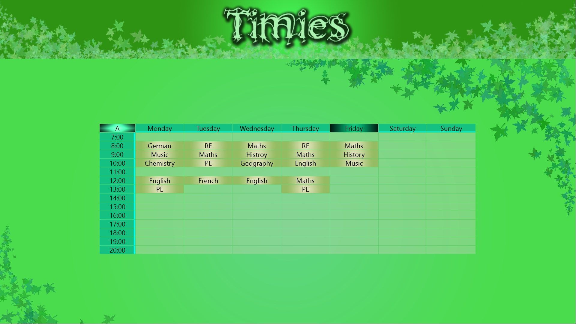 You can add your lessons to the Timetable