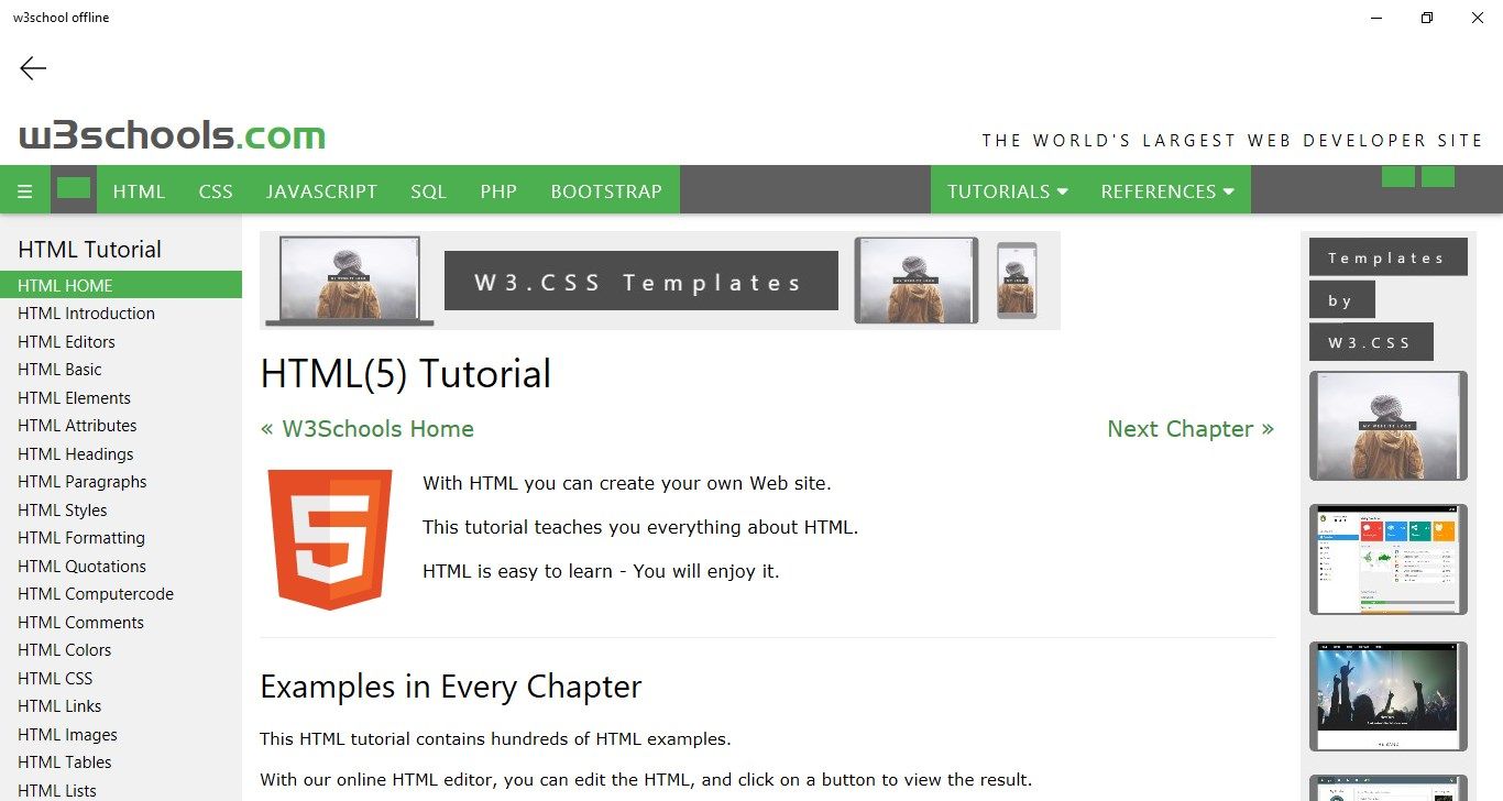 Expemple of one of the course:HTML5