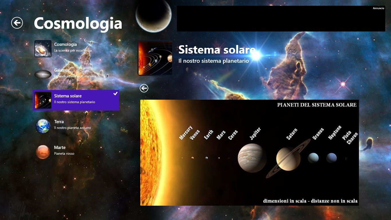 Descrizione categoria: Sistema solare.