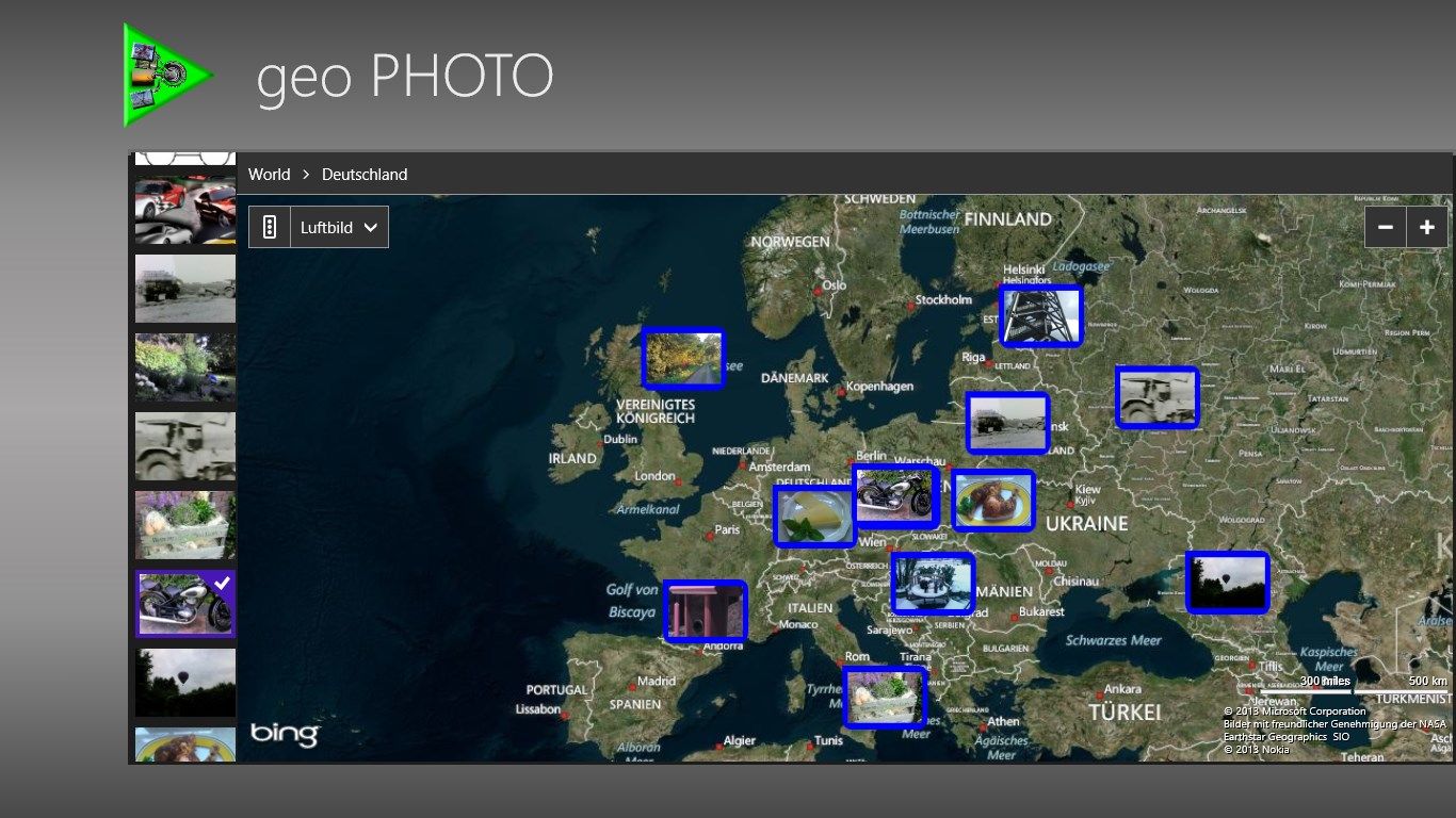 Selected photos / videos represented exact positioning (GPS)