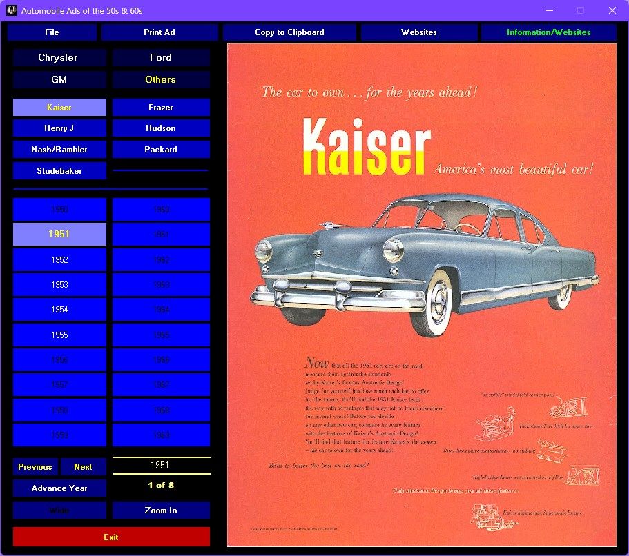 Automobile Ads 1950-1969