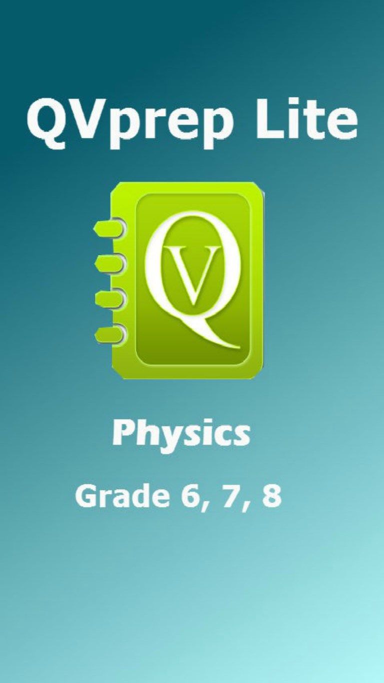 QVprep Lite Physics Grade 6 7 8 Splash Screen