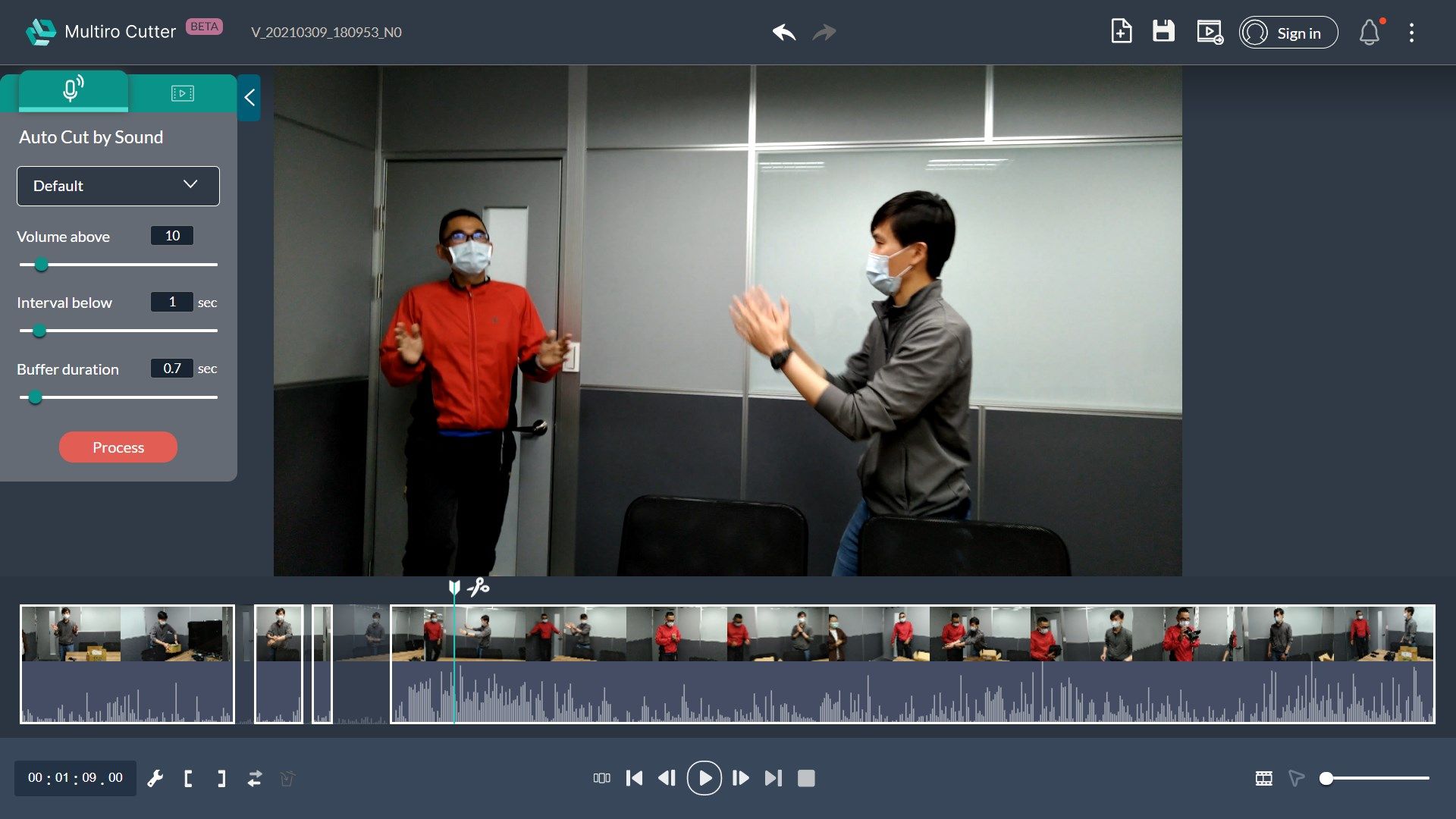 Automatically mark the scenes with noticeable sounds in a meeting or event.