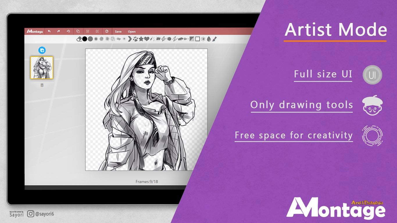 Concentrate only on the drawing of the frame. Special mode of the artist allows you to remove all unnecessary and turns the program into a graphic editor.