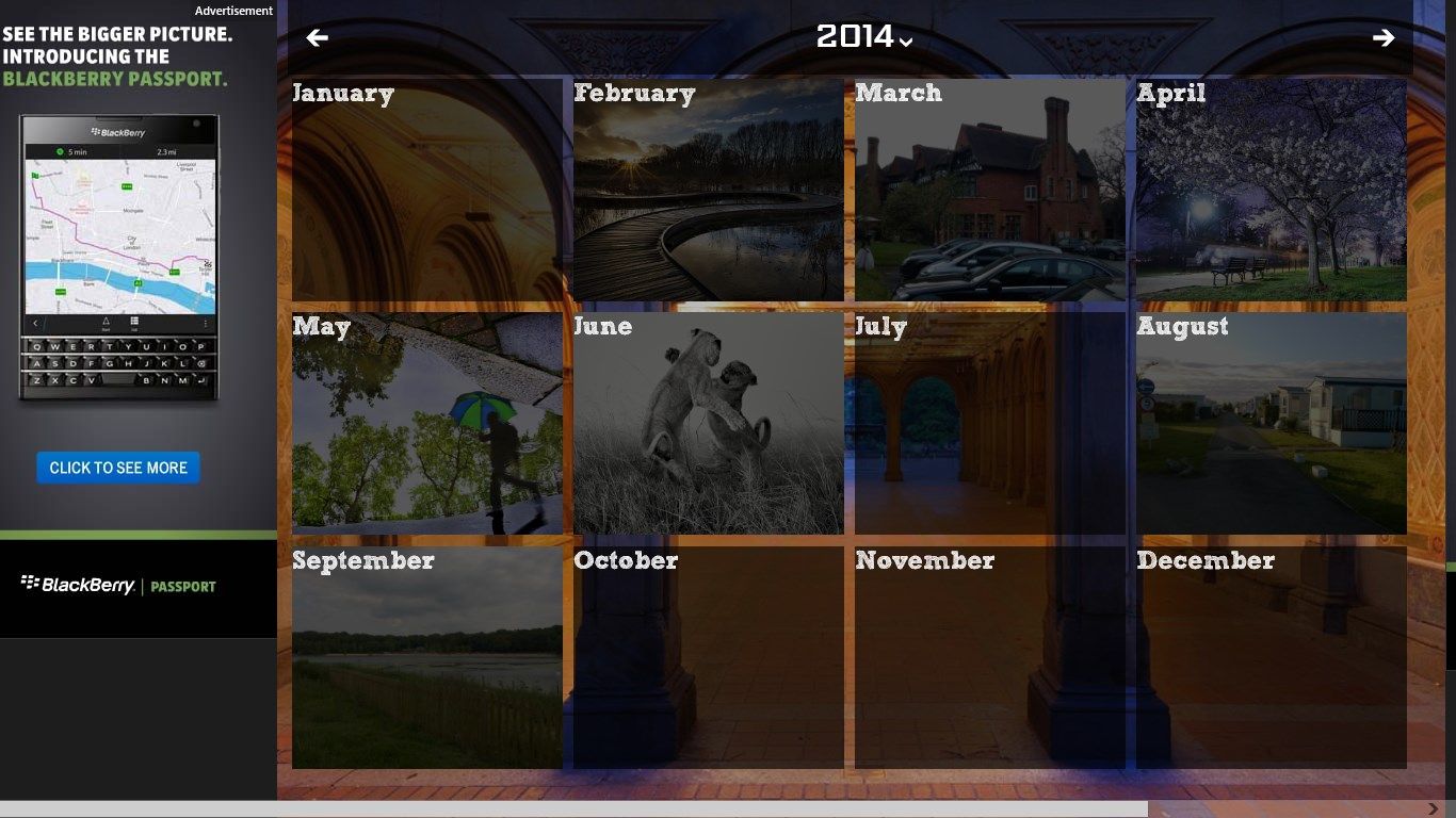 Year View shows photos and birthdays of your contacts and you can drilldown to months.
