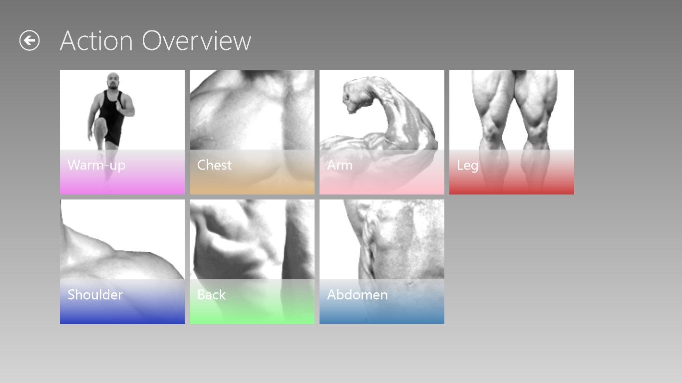 Training action in accordance with the different muscle groups to Classify