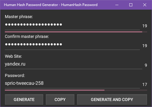 Human Hash Password Generator