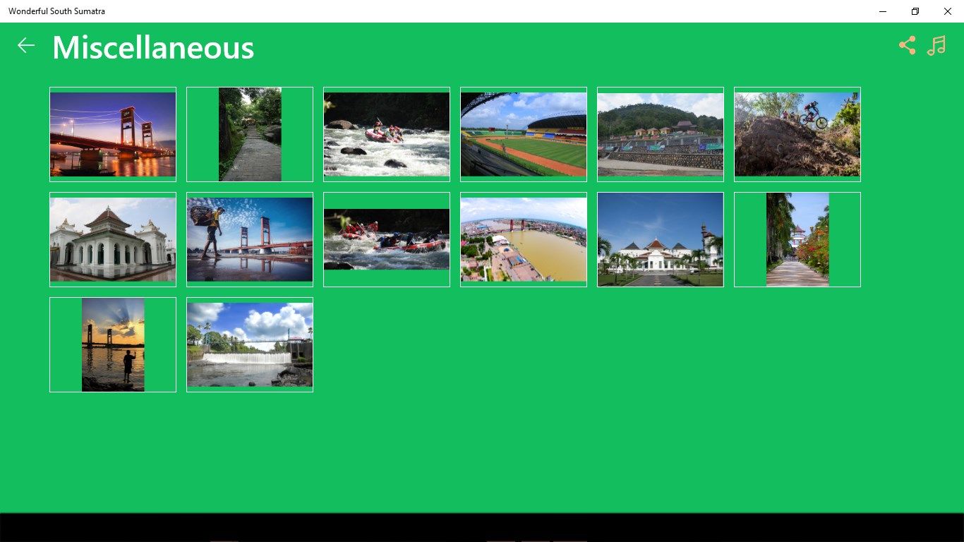 It shows the menu of other beautiful and interesting places of South Sumatra. The collection of the pictures in this menu are completed with description.