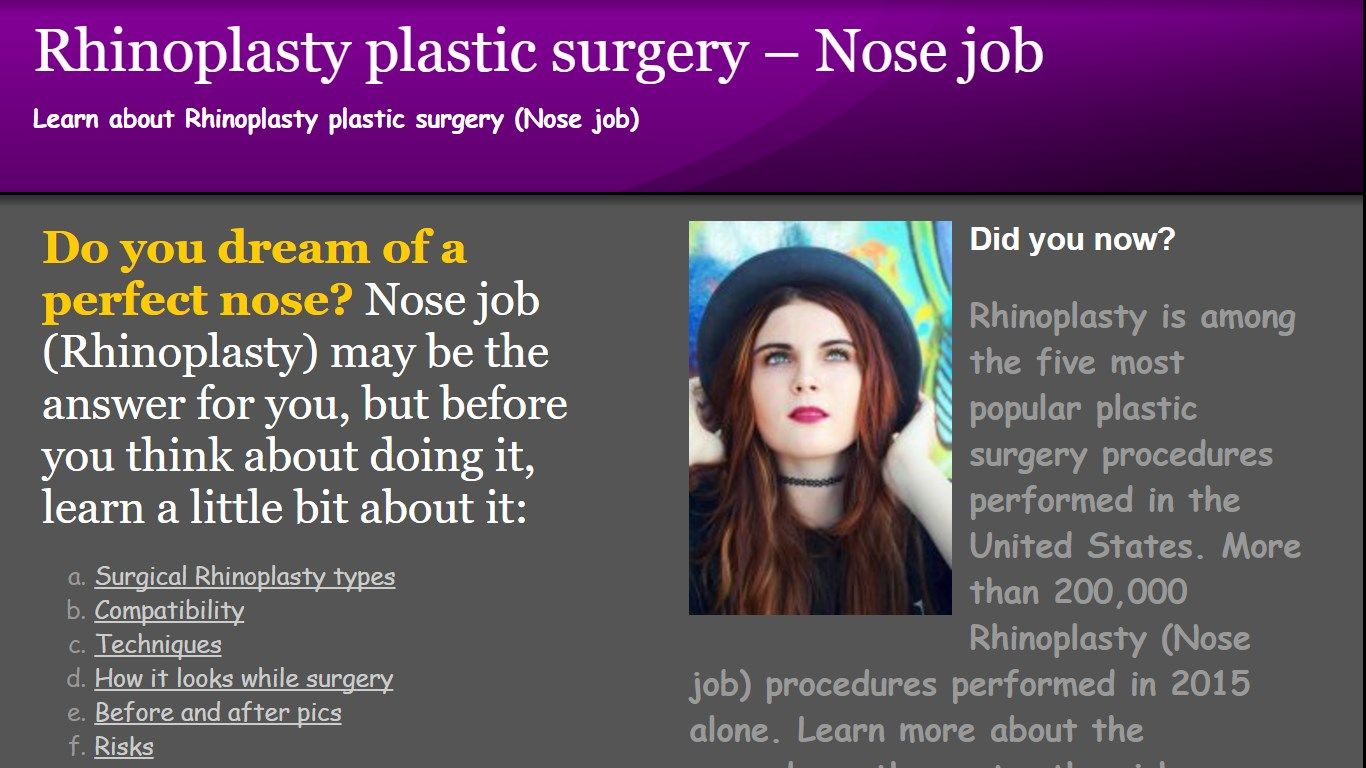 Nose job - Rhinoplasty plastic surgery