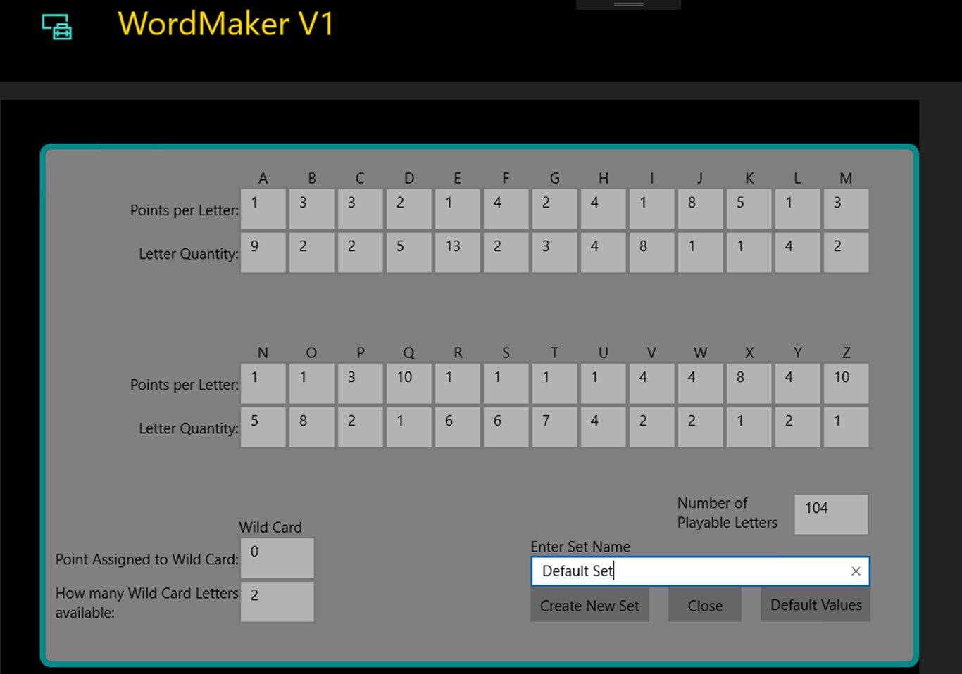 Word Maker - Letter Set designer.