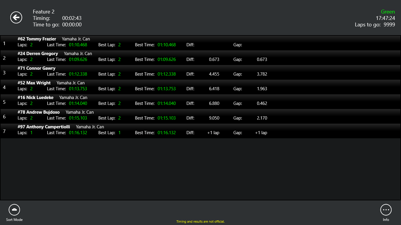 Live timing