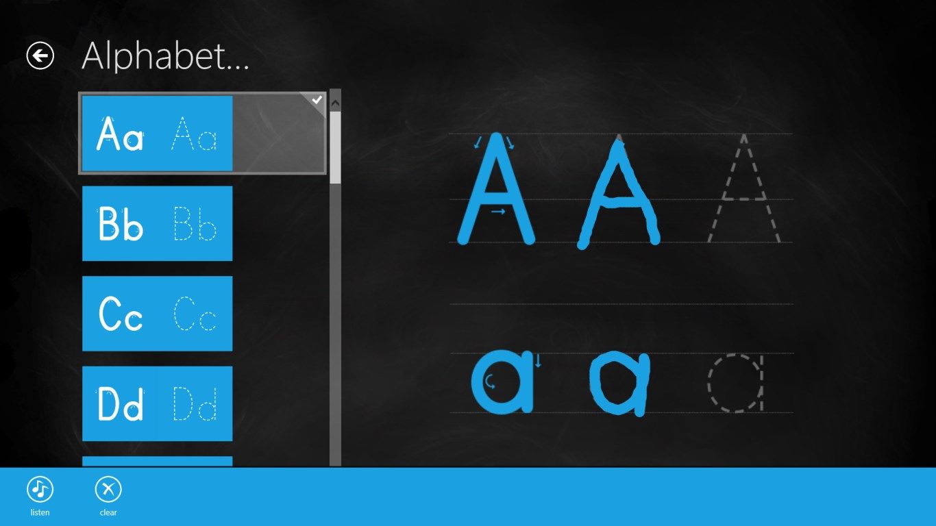 Learn how to write alphabets with visual guidelines.