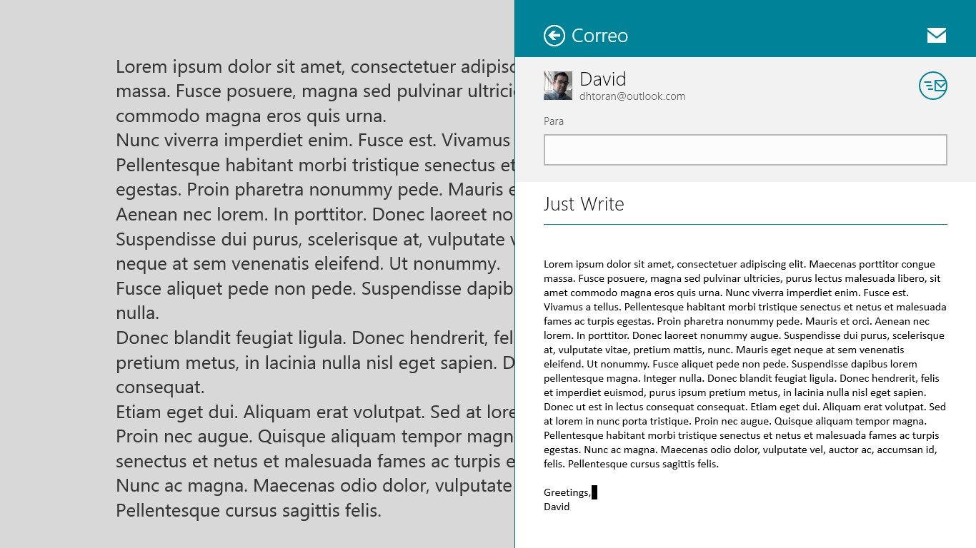 JustWrite uses Windows 8 app sharing capabilities