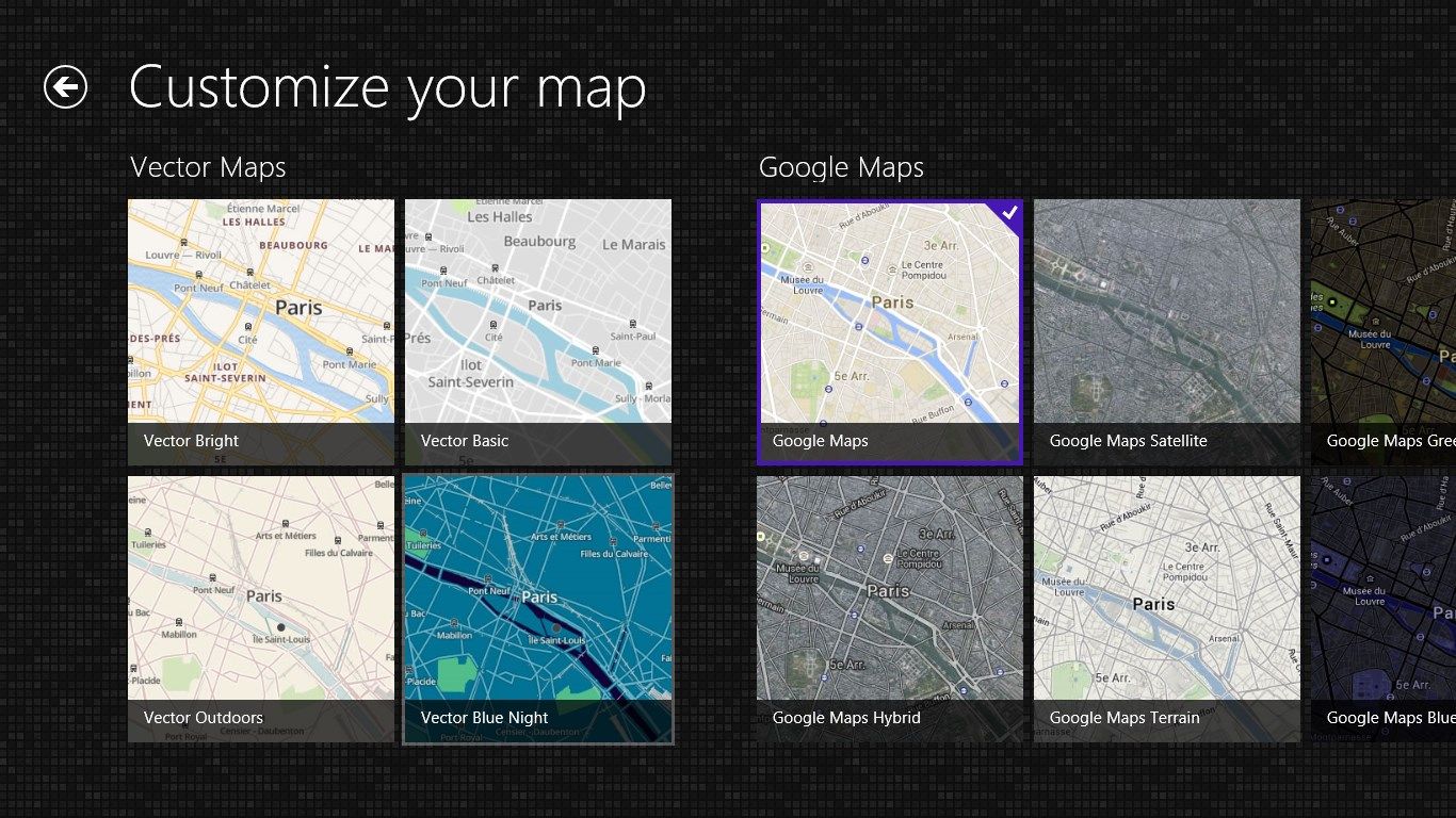 Choose map styles from a large range of providers