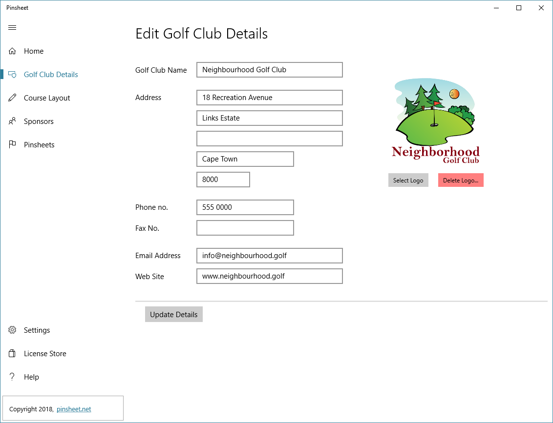 Golf Club information
