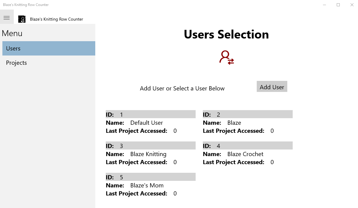 Multiple user or project type interface