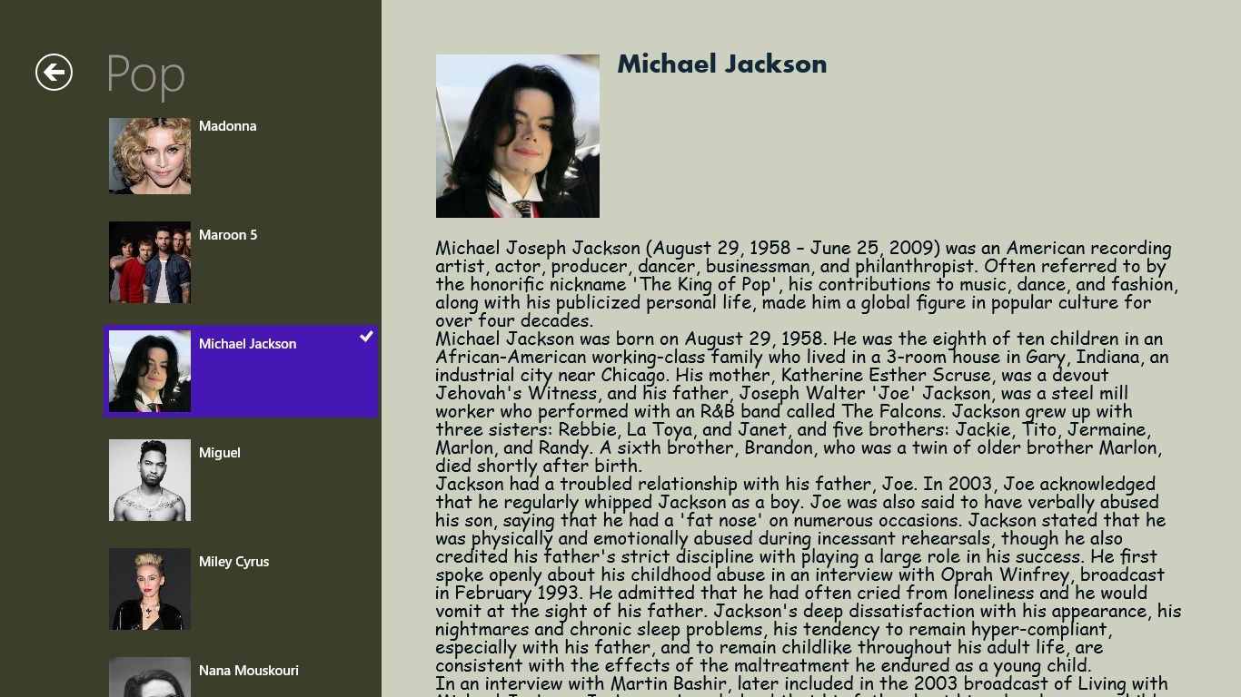 Michael Jackson's information