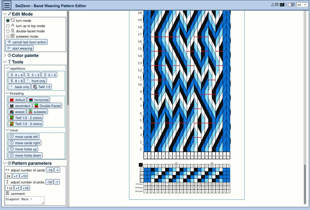 Tablet weaving pattern editor