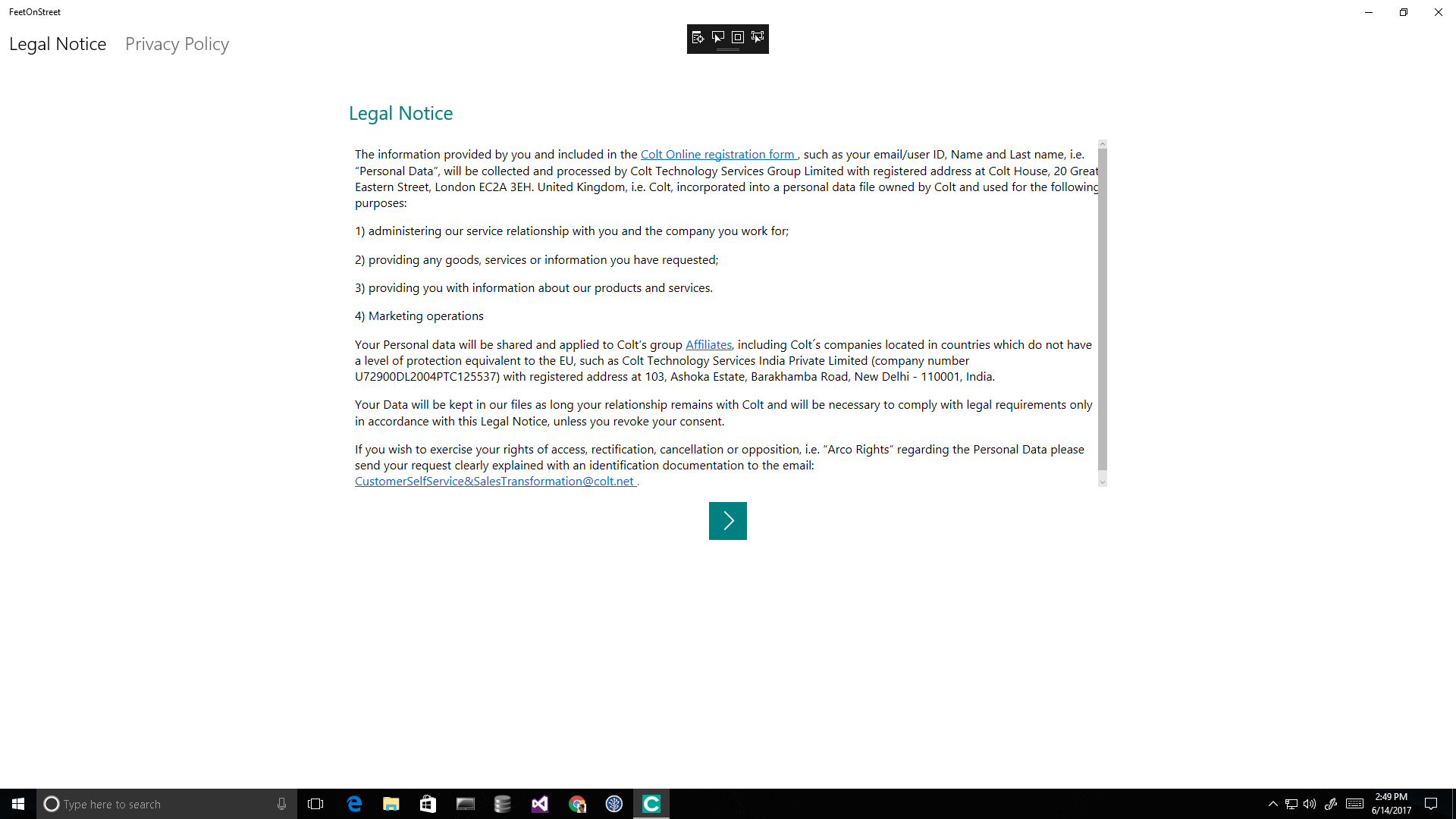 Legal Notice Page