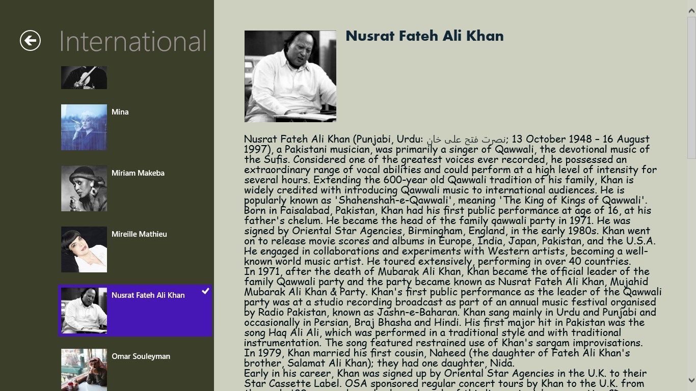 Nusrat Fateh Ali khan's information