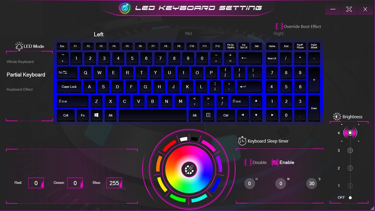 LEDs Keyboard Setting