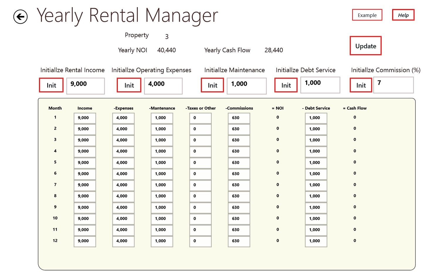 Yearly Rental Manager