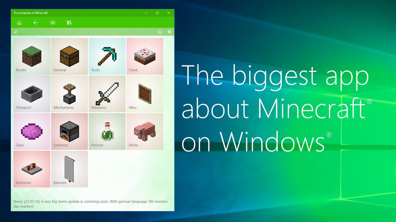 Main menu (Windows 10 edition)