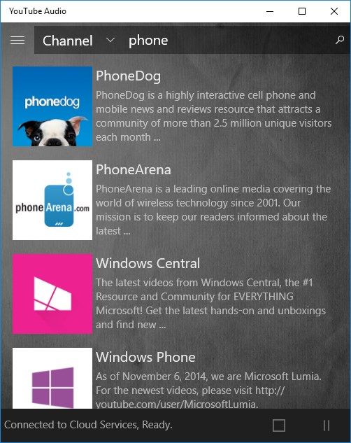 Windows 10 - Main search results screen