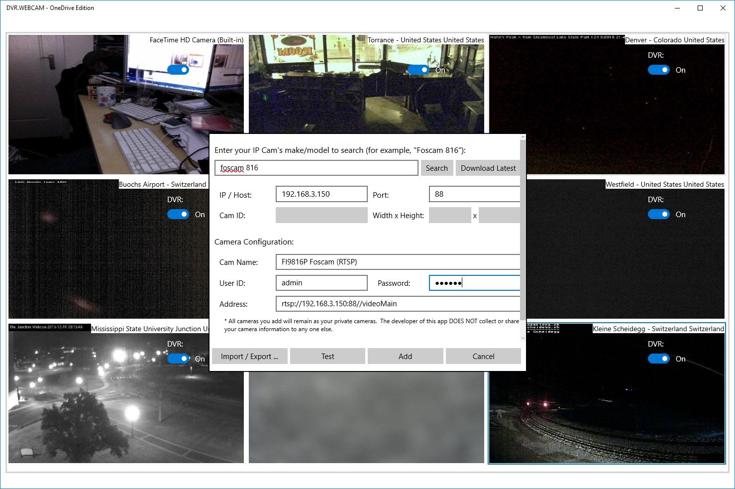 IP cam support.