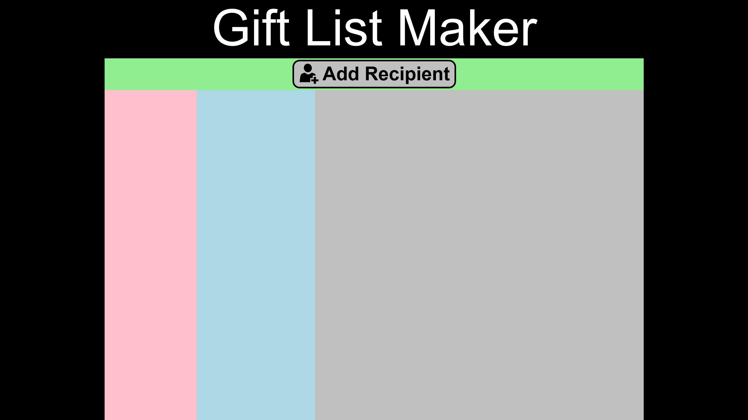 Gift List Maker has a simple interface