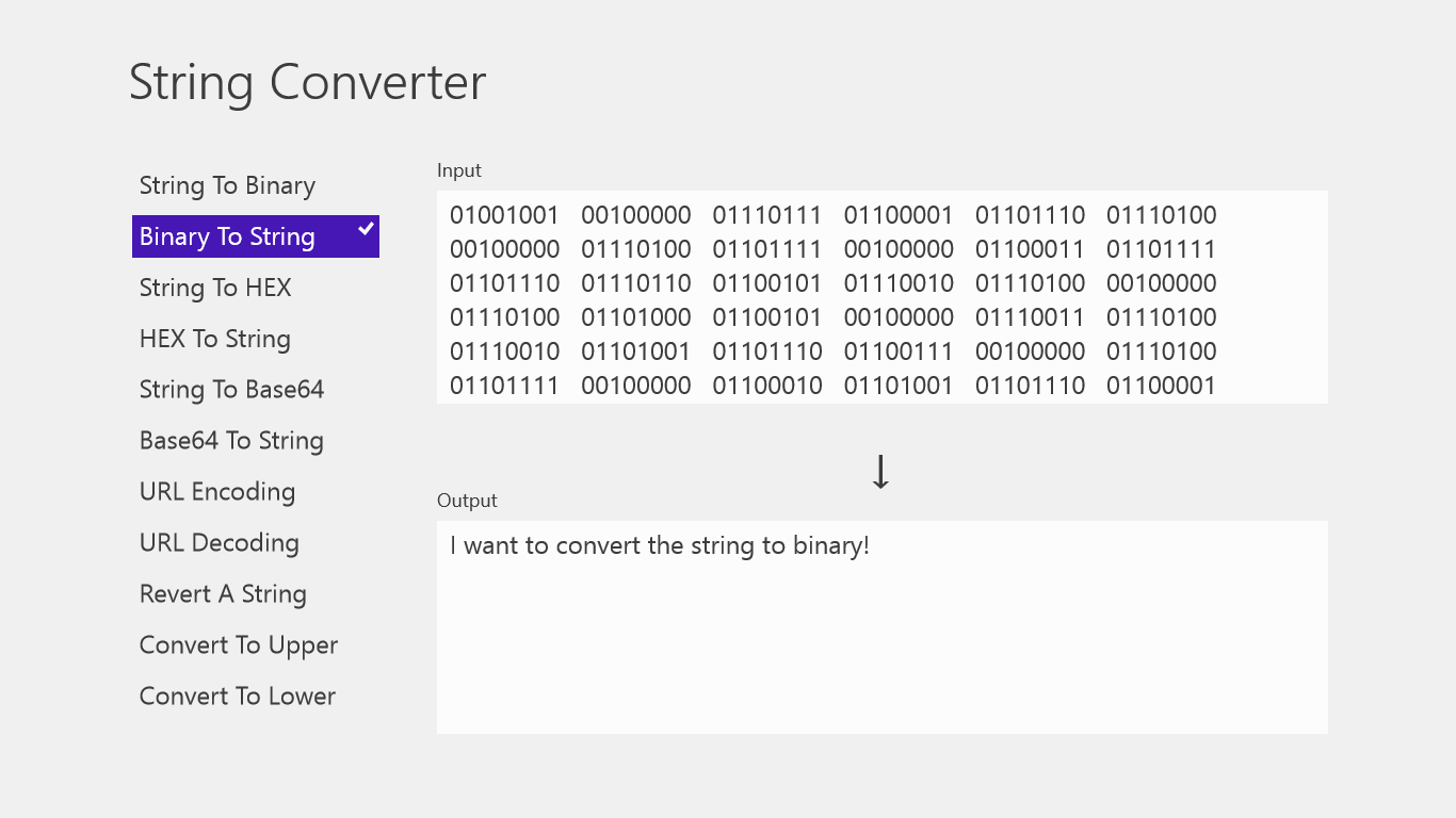 String Converter can convert binary into a meaningful string.
