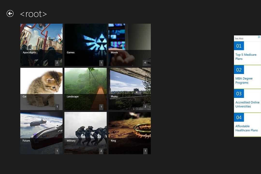 Browse through images with metadata tags in a view that highlights your content.