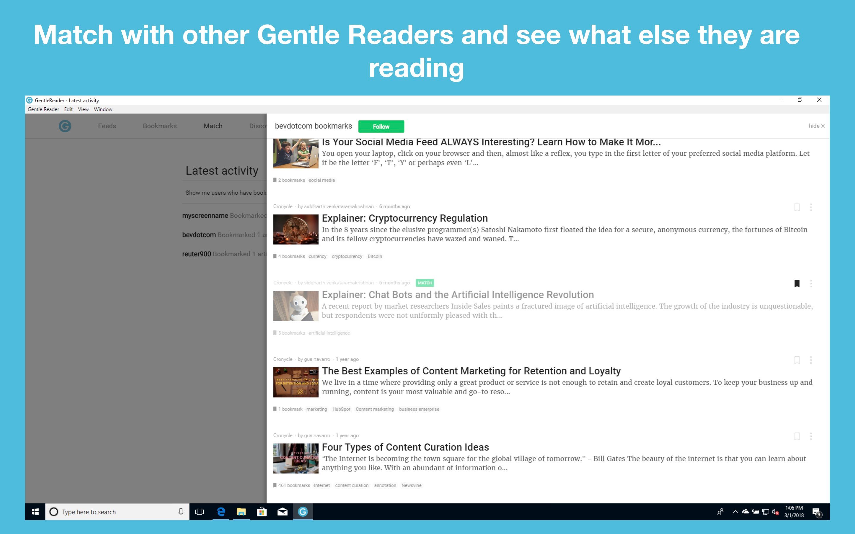 Match with other Gentle Readers and see what else they are reading