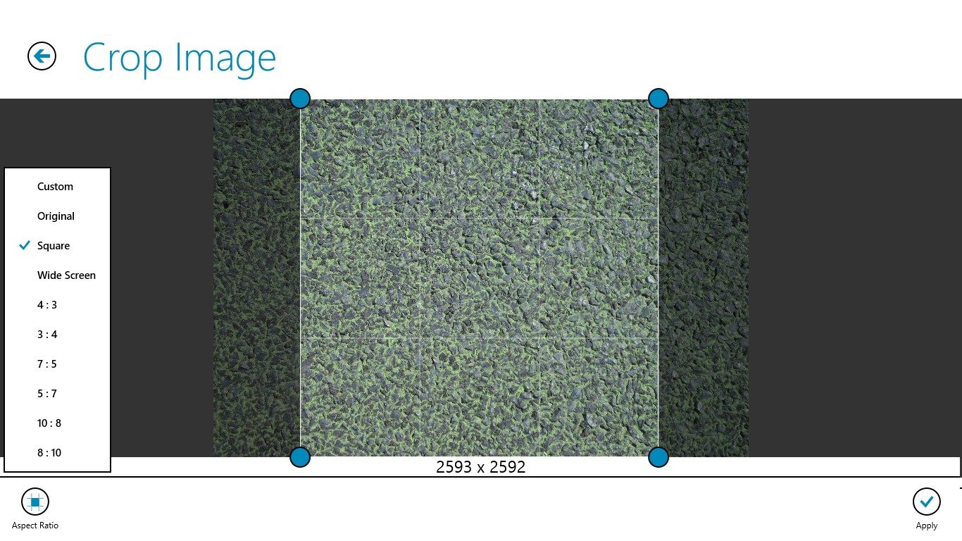 This image shows how the crop rectangle changes when you choose a different aspect ratio.