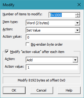 Modify data dialog box