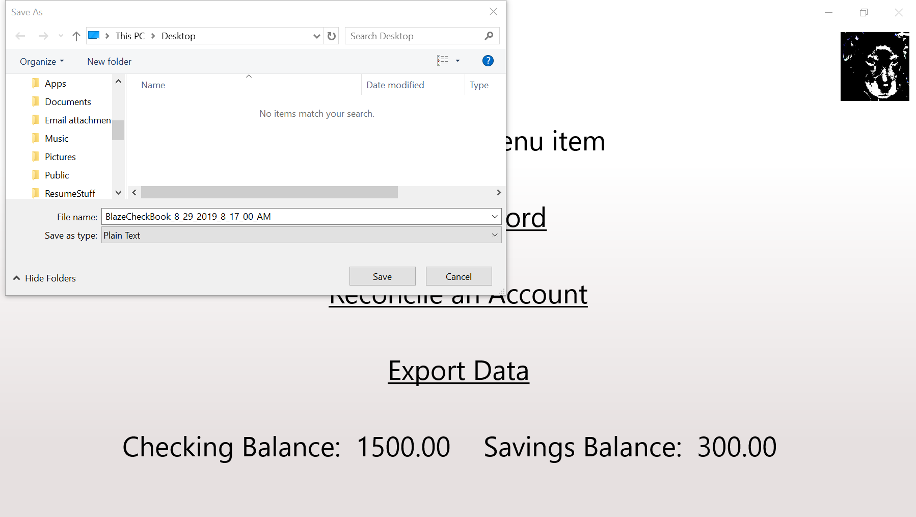 Export both checking and savings account records