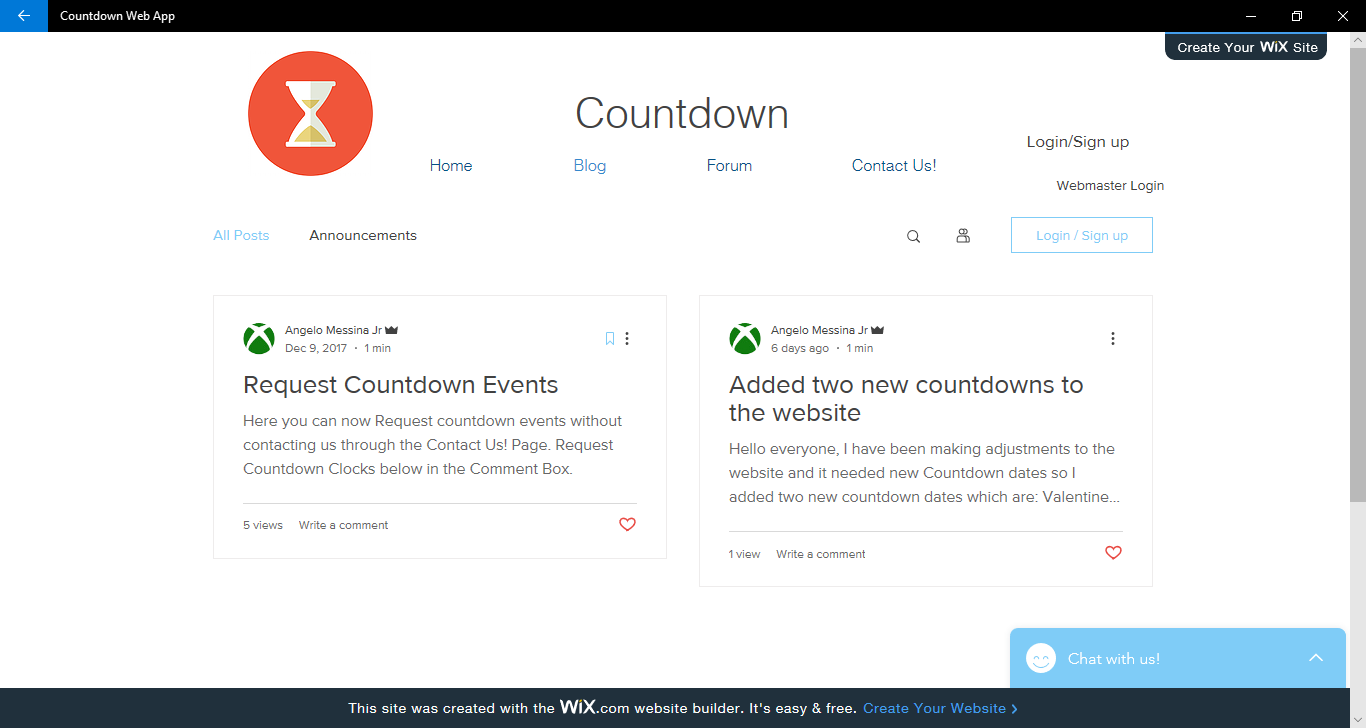 Blog for Countdown where you can see blog posts