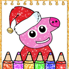 Glitter Coloring Book Pig