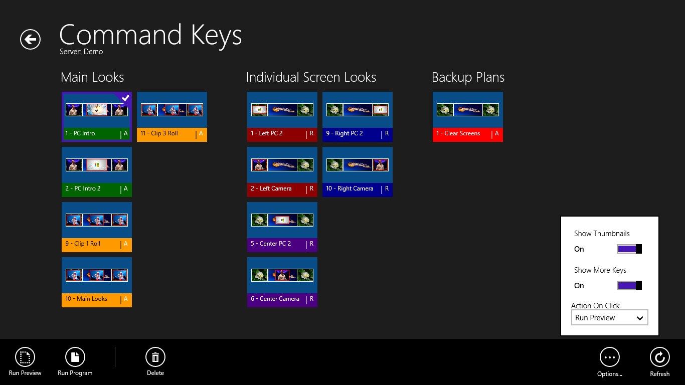 A compact view for command keys is available, doubling the number of visible keys