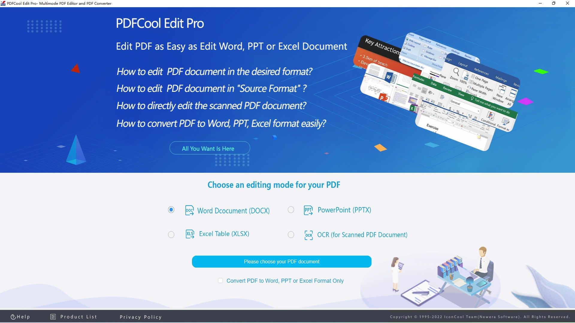 PDFCool Edit Pro - Multimode PDF Editor and PDF Converter