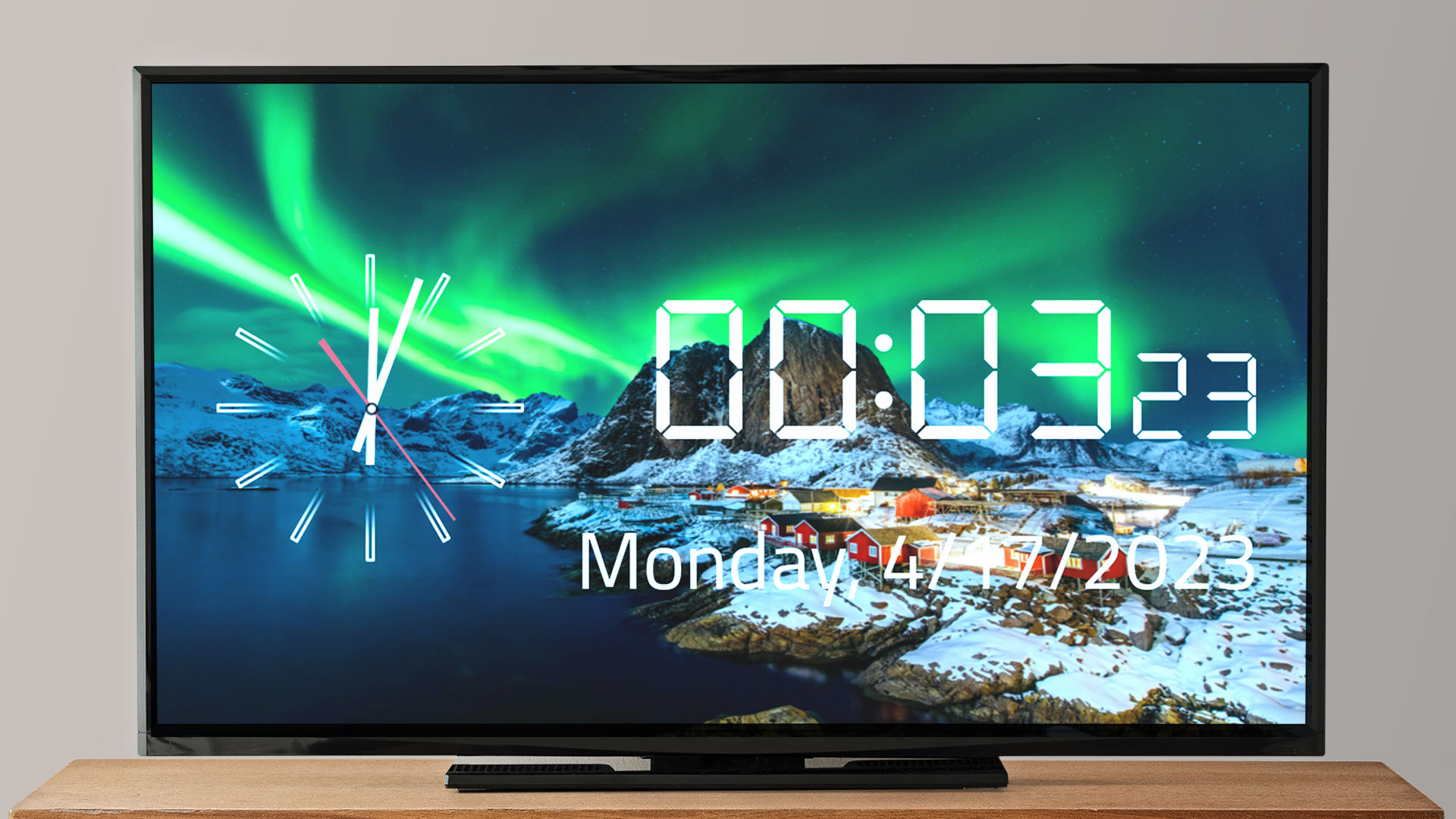 Northern Lights Timepiece: Analog and Digital Clock Screensaver for Fire TV and Tablet - NO ADS