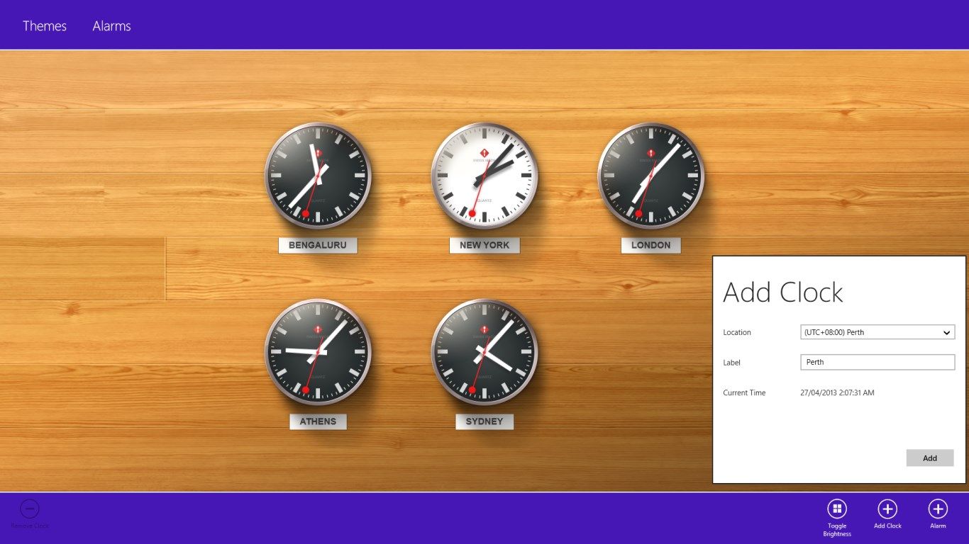Add clock to world clock display