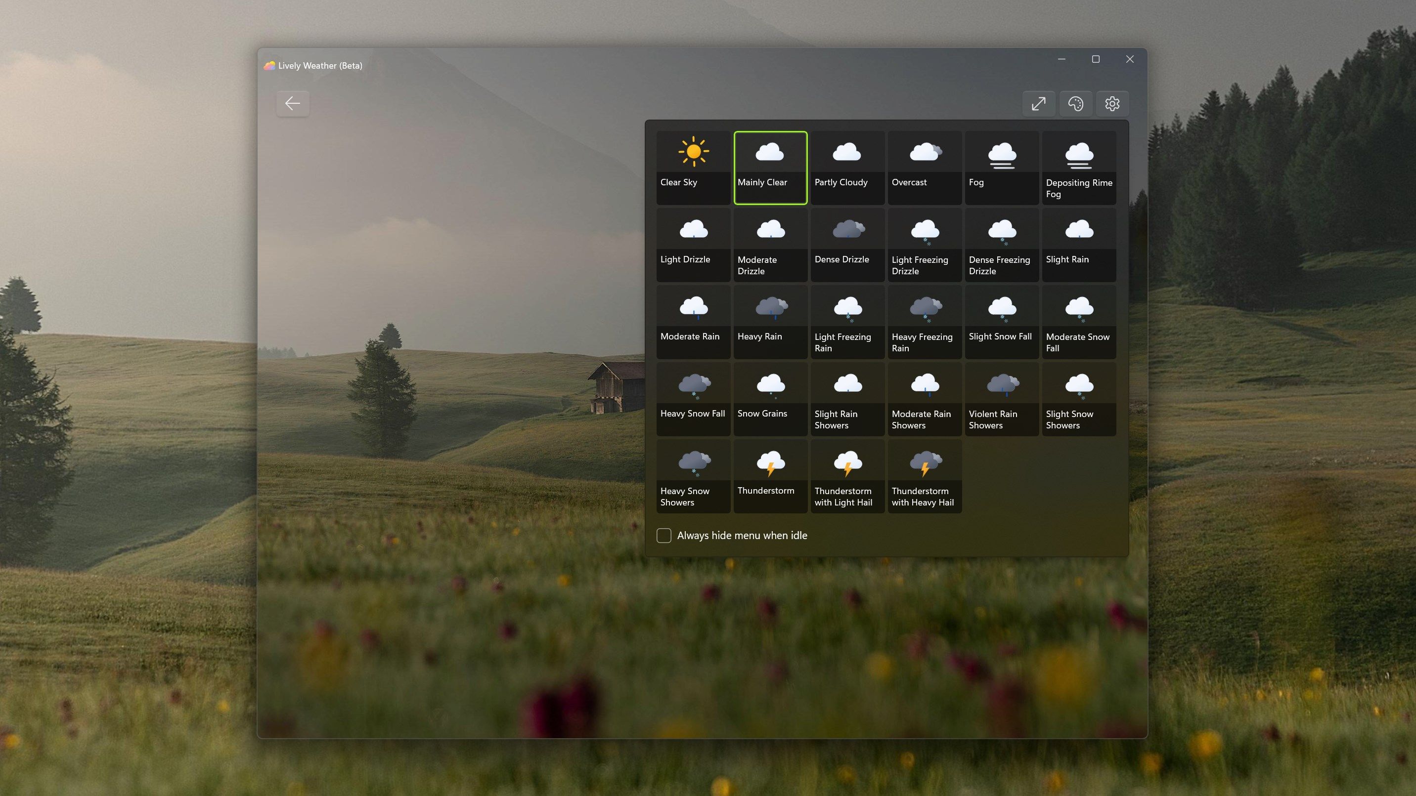 Play with weather in Screensaver mode