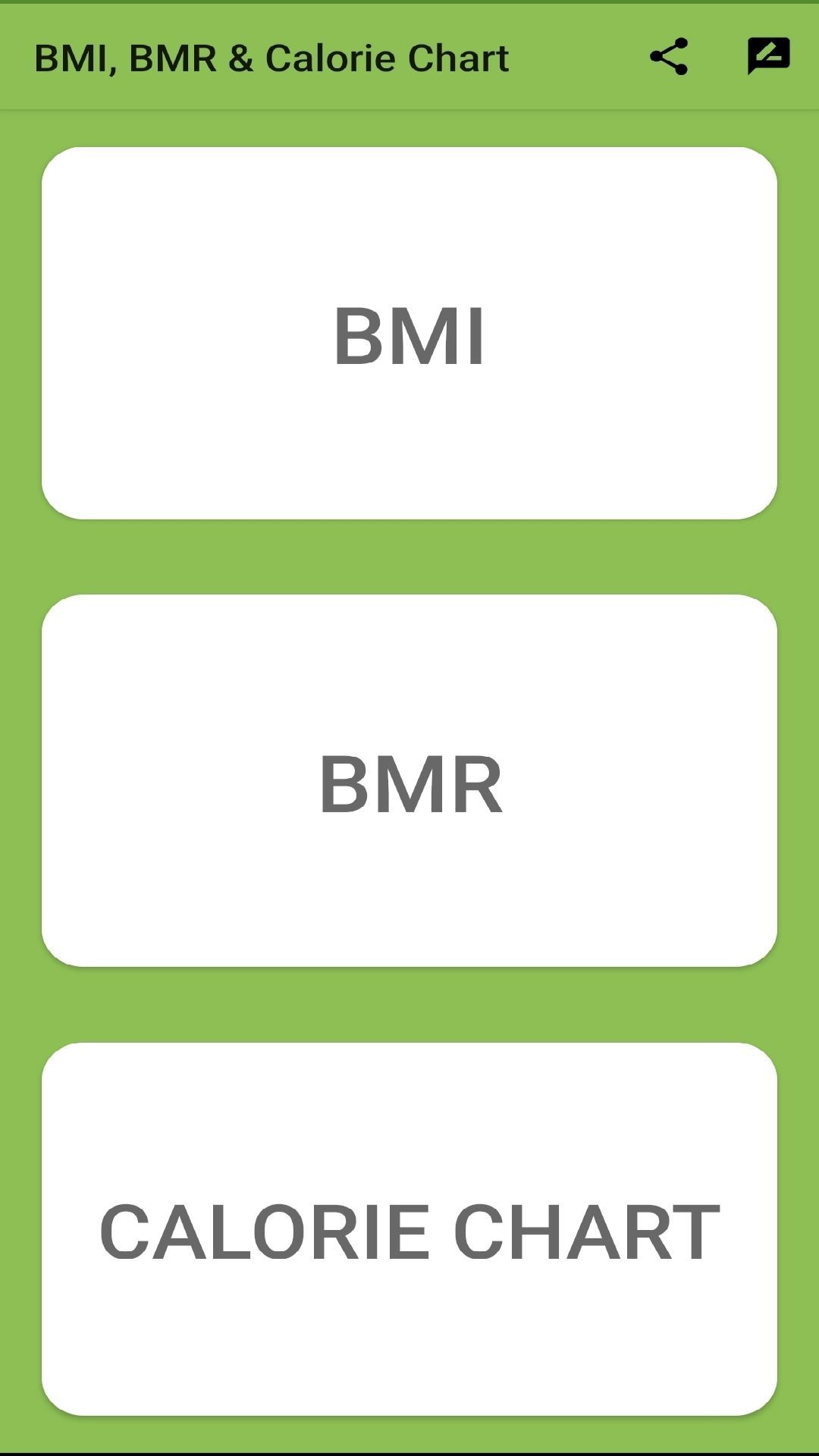 BMI, BMR & Calorie Chart