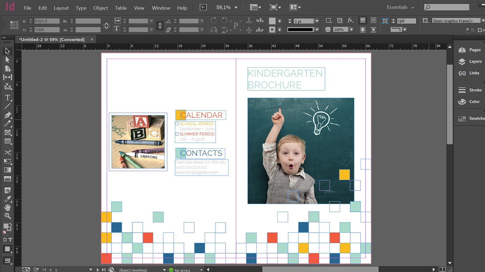 Bi-fold Brochure Template opened with Adobe InDesign and ready for editing.