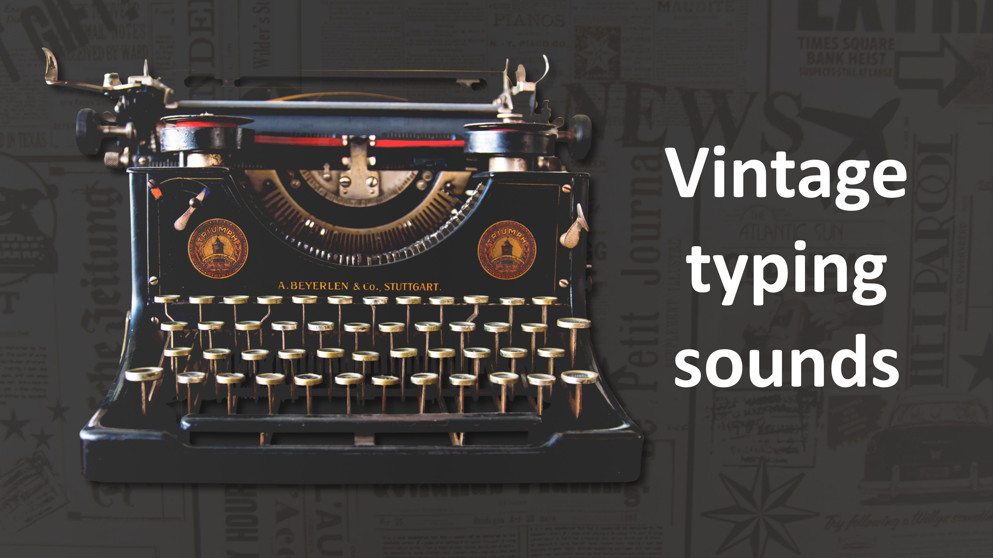 Vintage keyboard typing sounds from your laptop keyboard. Sound effects to make it sound like you are typing on a vintage 1960's typerwriter!