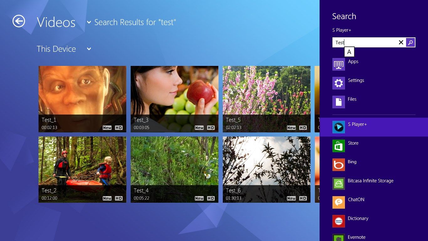 Gallery view plus search for quick find video and music
