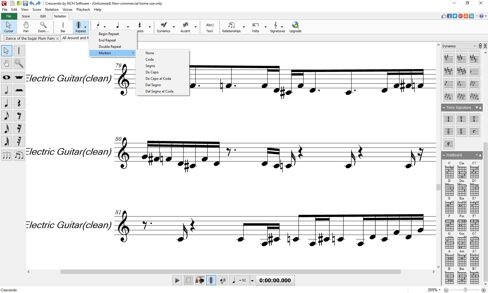 Add markers, repeats, dynamics, accents, and more to your notation