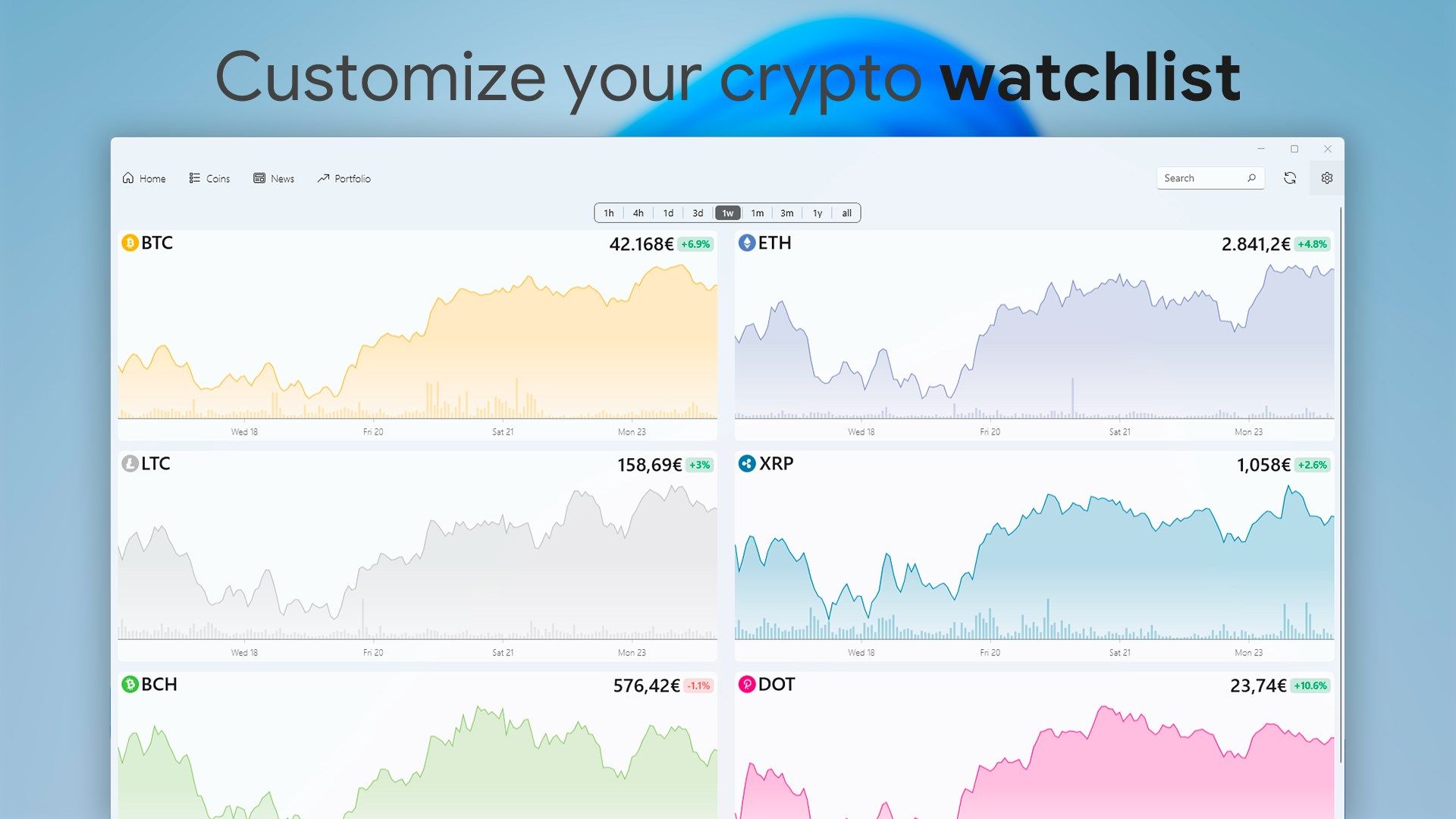 Customize your crypto watchlist