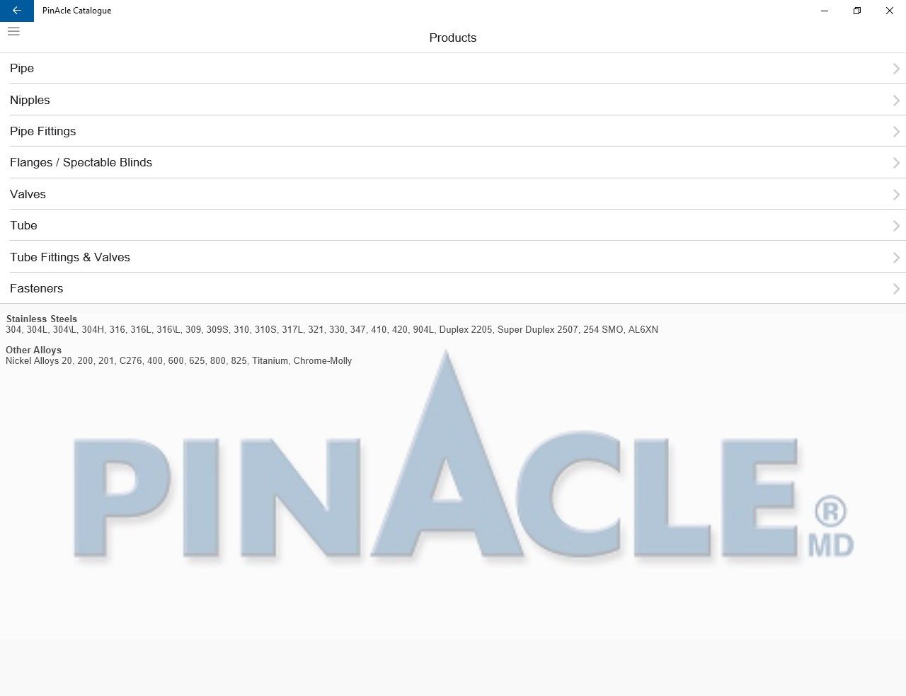 PinAcle Catalogue
